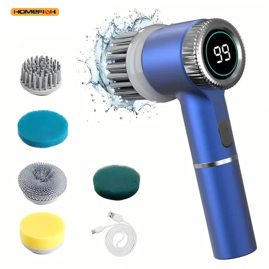 Electric Spin Scrubber With 5 Replaceable Brush Head