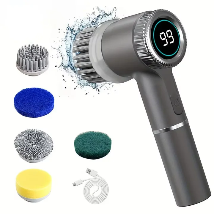 Electric Spin Scrubber With 5 Replaceable Brush Head