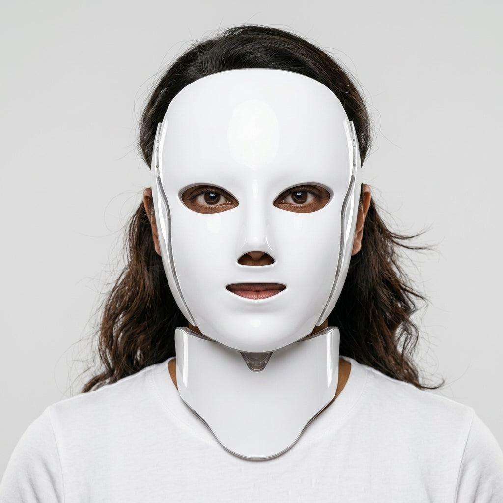 LED Beauty Face Mask — On Model - Close-up Detail | Generated by Modelize