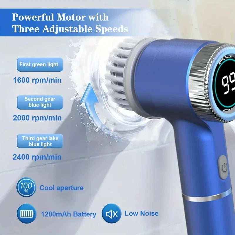 Electric Spin Scrubber With 5 Replaceable Brush Head