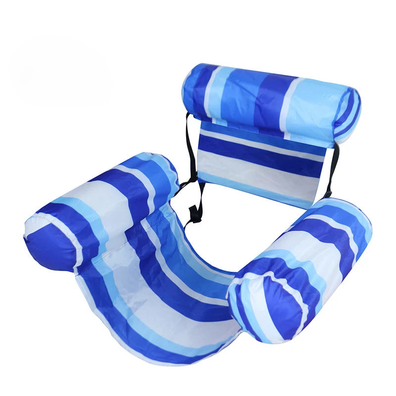 New Three Pipe Network Cloth Striped Inflatable Hammock For Summer Water Play And Entertainment, Thickened Mesh Water Float