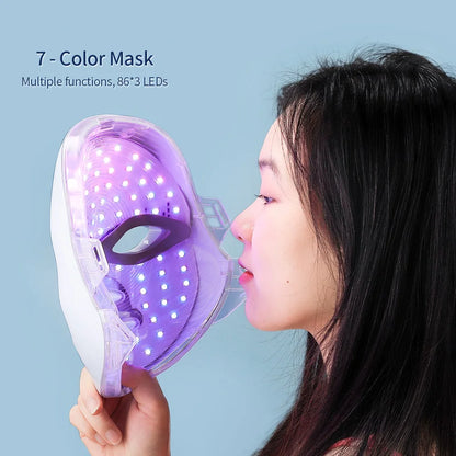 7 Colors Led Facial Mask With Neck Red Light