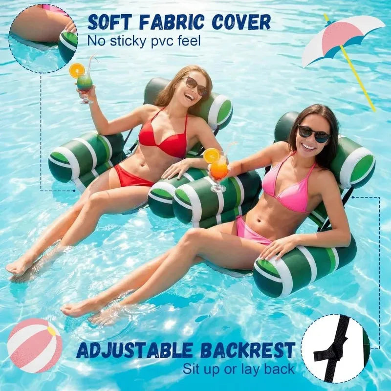 New Three Pipe Network Cloth Striped Inflatable Hammock For Summer Water Play And Entertainment, Thickened Mesh Water Float