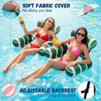 New Three Pipe Network Cloth Striped Inflatable Hammock For Summer Water Play And Entertainment, Thickened Mesh Water Float