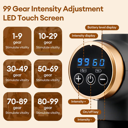 11-IN-1 Electric Massage Gun 99 Level Powerful Fascia Gun High-Frequency Vibration Body Massage Gun Arms Leg Muscle