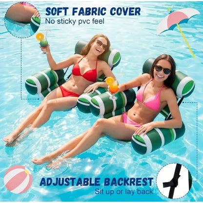 New Three Pipe Network Cloth Striped Inflatable Hammock For Summer Water Play And Entertainment, Thickened Mesh Water Float