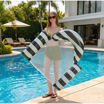New Three Pipe Network Cloth Striped Inflatable Hammock For Summer Water Play And Entertainment, Thickened Mesh Water Float