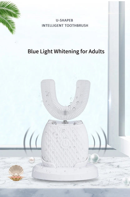 360 Degreed U Type Automatic Electric Toothbrush Rechargeable forAdults Ultrasonic Sonic Tooth Brushes Blue Light IPX7Waterproof