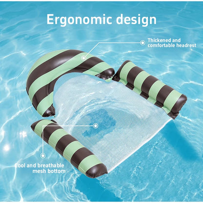 New Three Pipe Network Cloth Striped Inflatable Hammock For Summer Water Play And Entertainment, Thickened Mesh Water Float