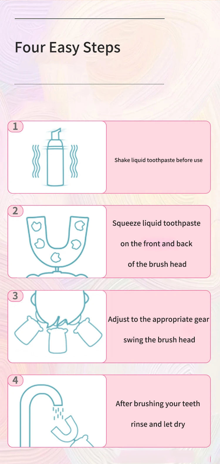 360 Degreed U Type Automatic Electric Toothbrush Rechargeable forAdults Ultrasonic Sonic Tooth Brushes Blue Light IPX7Waterproof