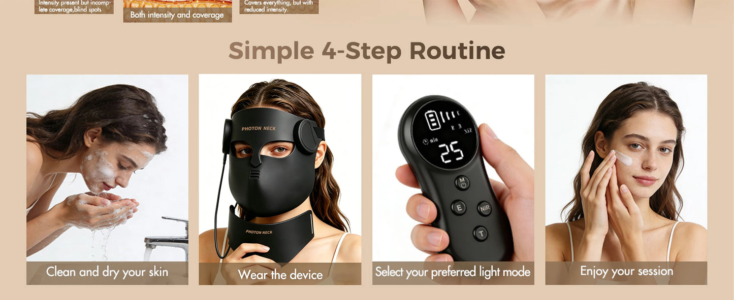 Red Light Therapy 8 Colors LED Face Mask with Neck Silicone Photon Infrared Therapy Mask for Reduce Wrinkle Acne Facial Care