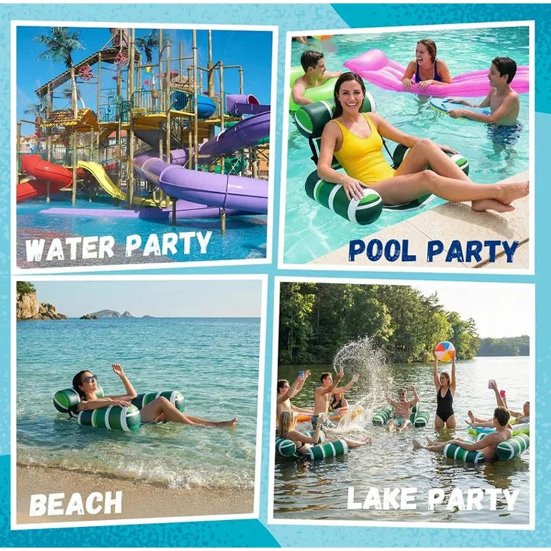 New Three Pipe Network Cloth Striped Inflatable Hammock For Summer Water Play And Entertainment, Thickened Mesh Water Float