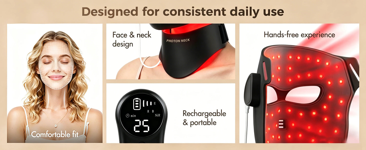 Red Light Therapy 8 Colors LED Face Mask with Neck Silicone Photon Infrared Therapy Mask for Reduce Wrinkle Acne Facial Care