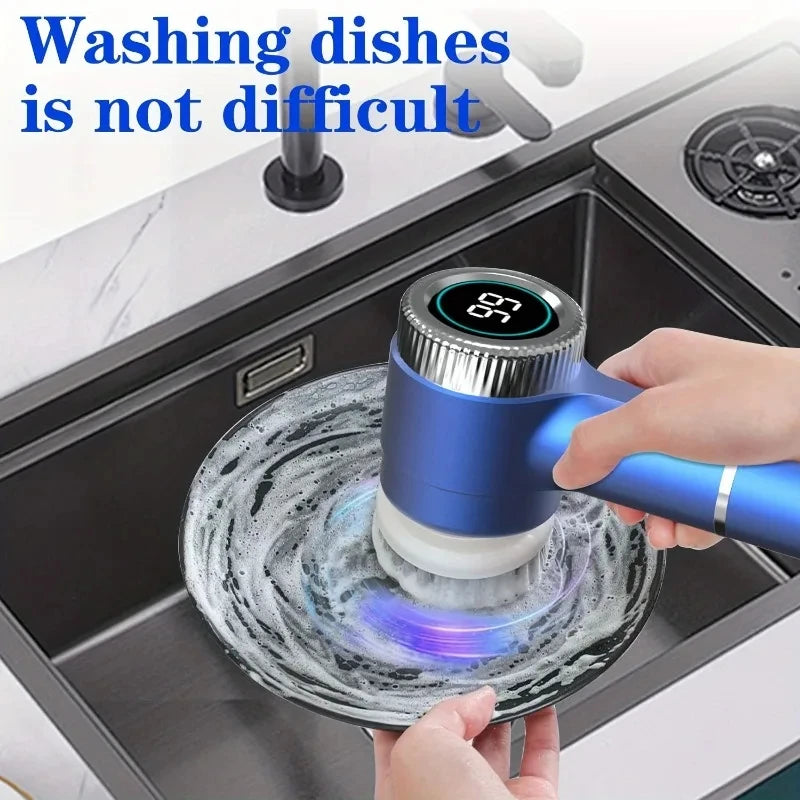 Electric Spin Scrubber With 5 Replaceable Brush Head