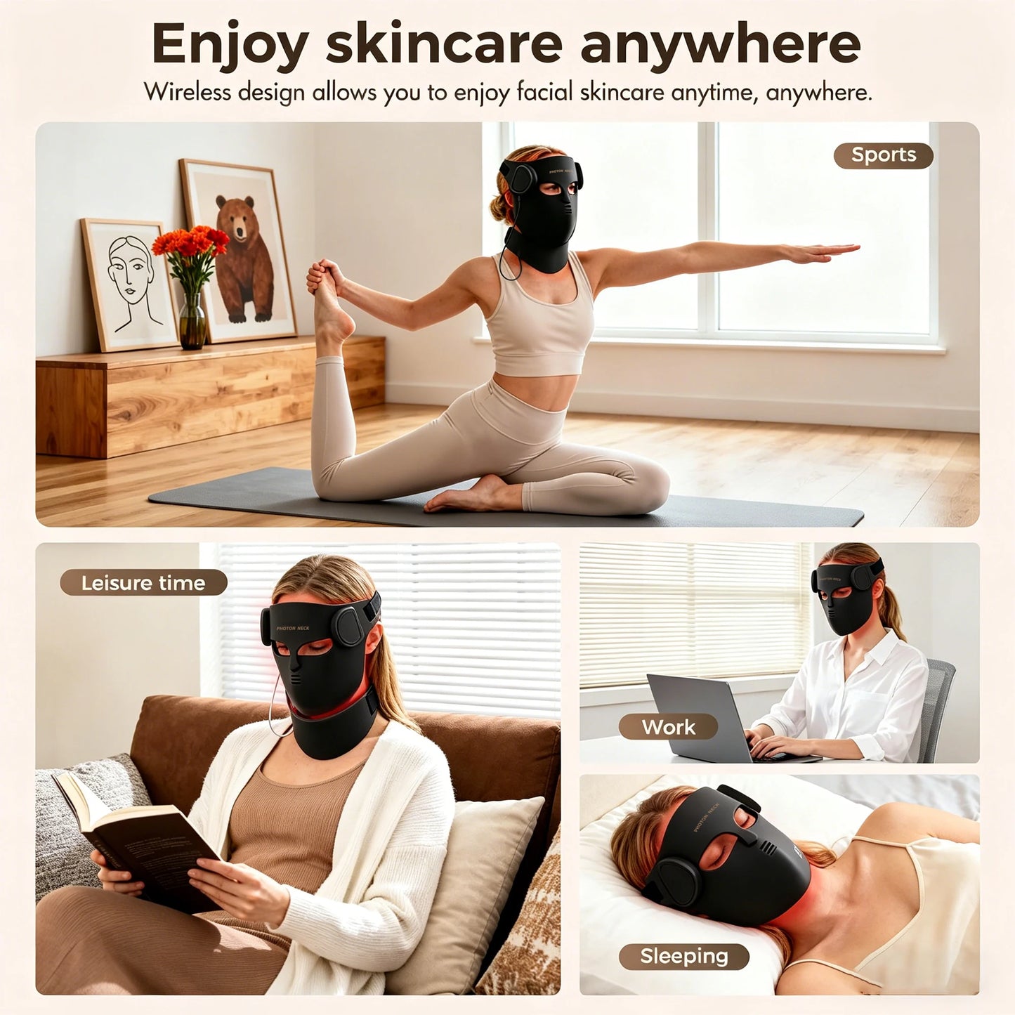 Red Light Therapy 8 Colors LED Face Mask with Neck Silicone Photon Infrared Therapy Mask for Reduce Wrinkle Acne Facial Care