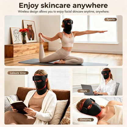 Red Light Therapy 8 Colors LED Face Mask with Neck Silicone Photon Infrared Therapy Mask for Reduce Wrinkle Acne Facial Care