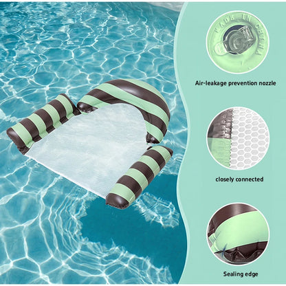 New Three Pipe Network Cloth Striped Inflatable Hammock For Summer Water Play And Entertainment, Thickened Mesh Water Float