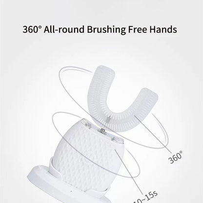 360 Degreed U Type Automatic Electric Toothbrush Rechargeable forAdults Ultrasonic Sonic Tooth Brushes Blue Light IPX7Waterproof