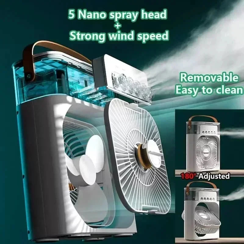 Night Light Portable Humidifier Air Adjustment Fan Office Home Fan