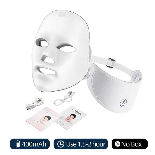 7 Colors Led Facial Mask With Neck Red Light