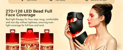 Red Light Therapy 8 Colors LED Face Mask with Neck Silicone Photon Infrared Therapy Mask for Reduce Wrinkle Acne Facial Care
