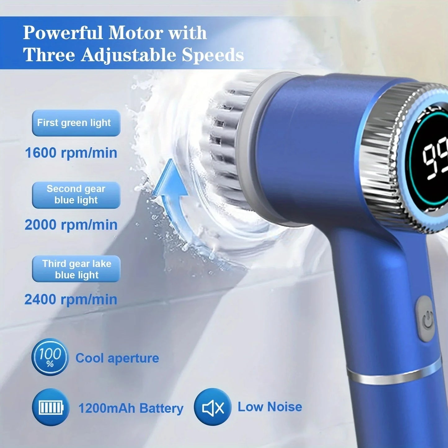 Electric Spin Scrubber With 5 Replaceable Brush Head