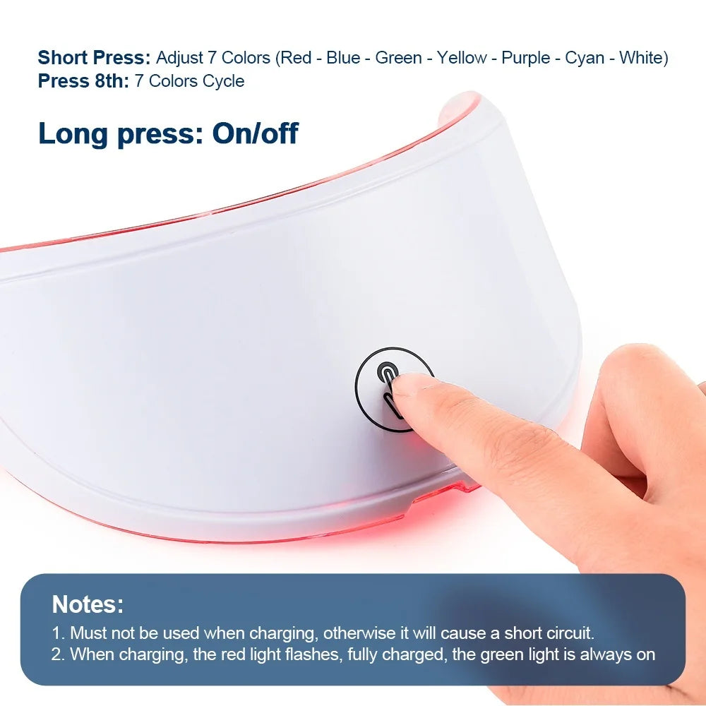 7 Colors Led Facial Mask With Neck Red Light