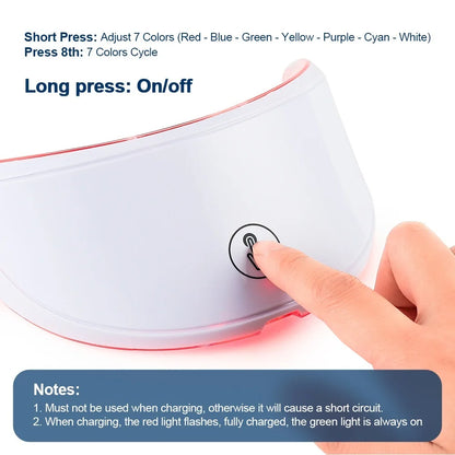 7 Colors Led Facial Mask With Neck Red Light