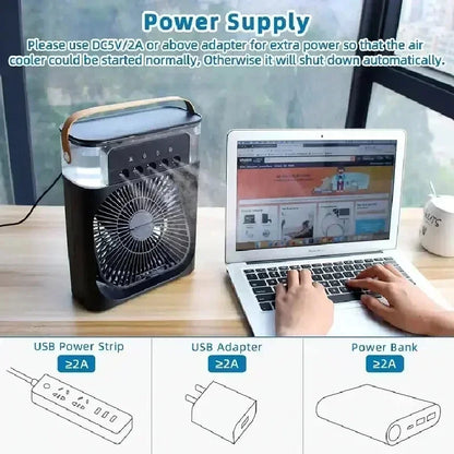 Night Light Portable Humidifier Air Adjustment Fan Office Home Fan