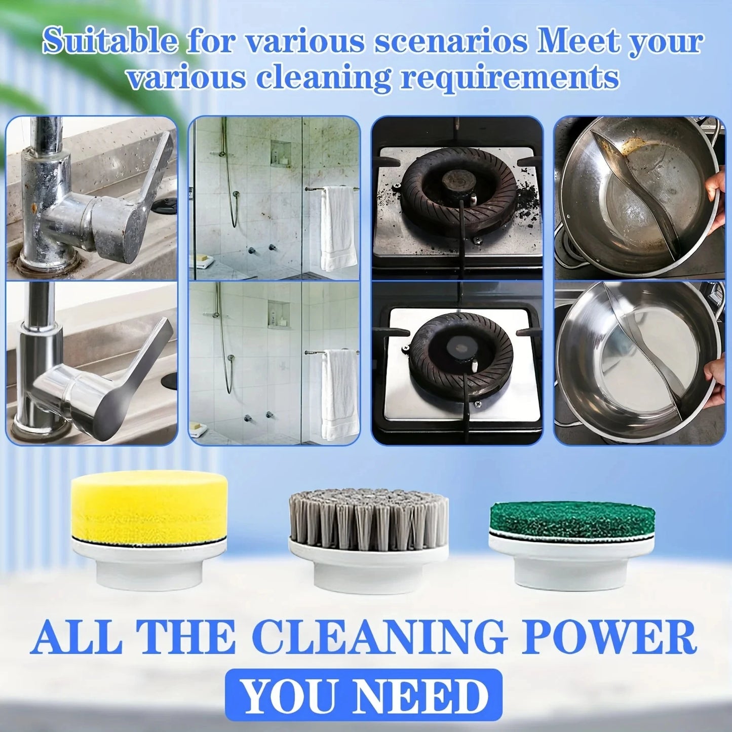 Electric Spin Scrubber With 5 Replaceable Brush Head