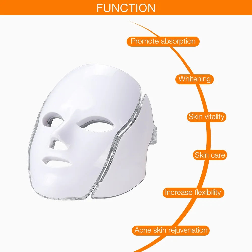7 Colors Light LED Face Neck Beauty Mask Photon Red Light