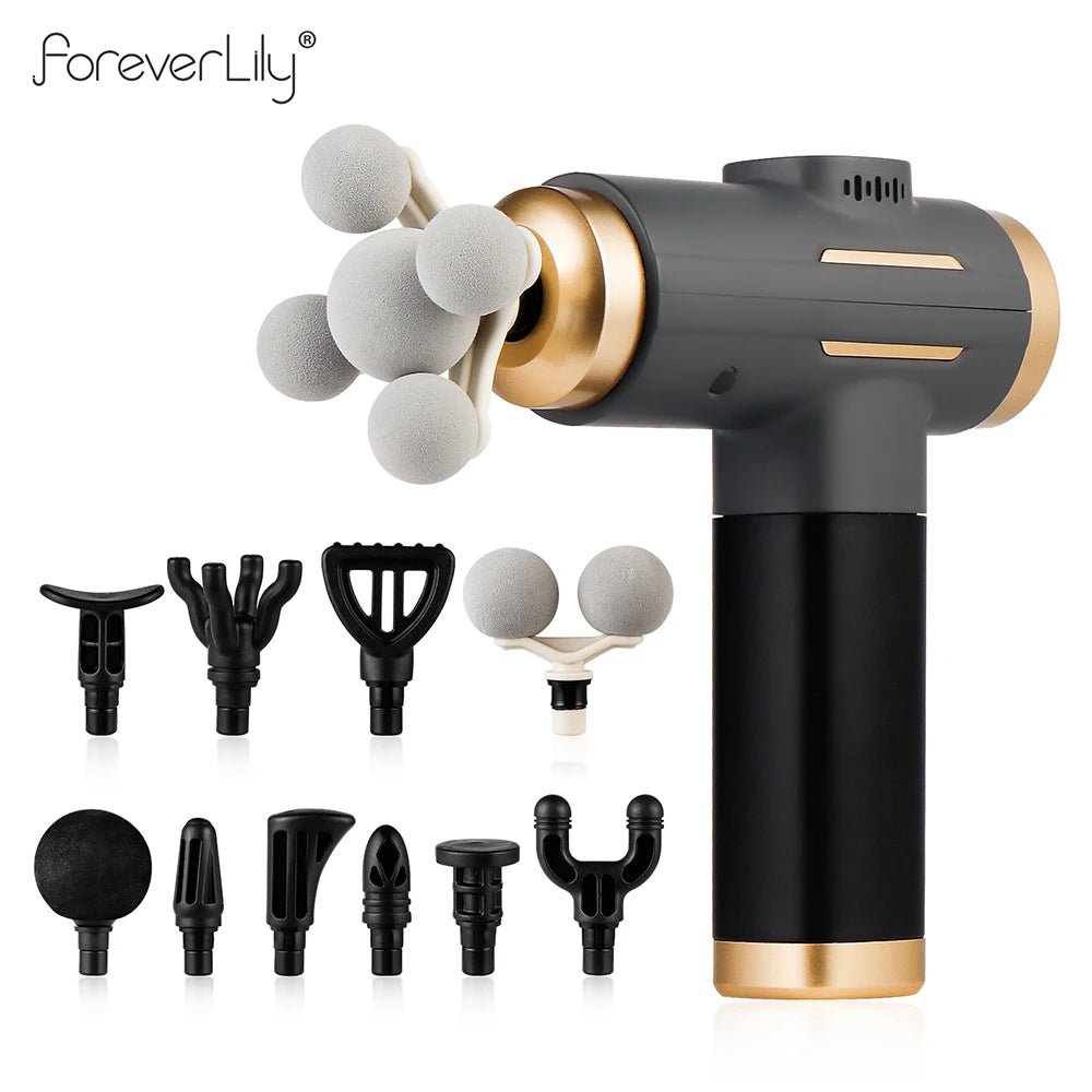11-IN-1 Electric Massage Gun 99 Level Powerful Fascia Gun High-Frequency Vibration Body Massage Gun Arms Leg Muscle