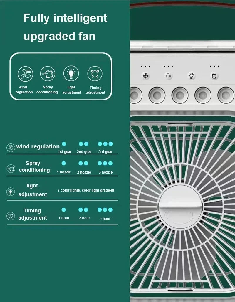 Night Light Portable Humidifier Air Adjustment Fan Office Home Fan