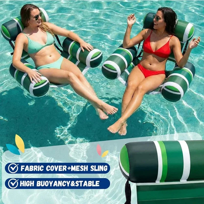New Three Pipe Network Cloth Striped Inflatable Hammock For Summer Water Play And Entertainment, Thickened Mesh Water Float