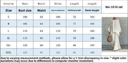 Women's Summer 2-Piece Set Elegant Long Sleeve Top with Casual Wide Leg Pants Fashionable Beach Vacation Outfit