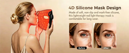 Red Light Therapy 8 Colors LED Face Mask with Neck Silicone Photon Infrared Therapy Mask for Reduce Wrinkle Acne Facial Care