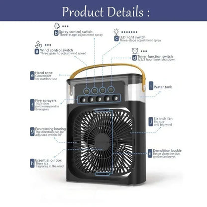 Night Light Portable Humidifier Air Adjustment Fan Office Home Fan