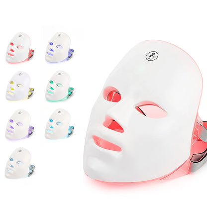 7 Colors Led Facial Mask With Neck Red Light