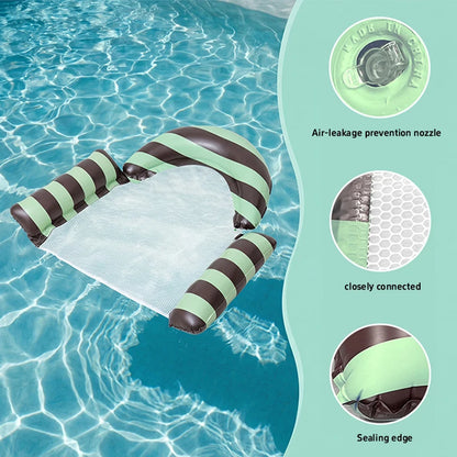 New Three Pipe Network Cloth Striped Inflatable Hammock For Summer Water Play And Entertainment, Thickened Mesh Water Float