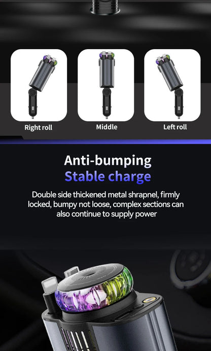 5-In-1 Car Aromatherapy Essential Oil Diffuser Starry Light 45W Retractable Phone Charger with IOS Type C PD30W Cable For IPhone