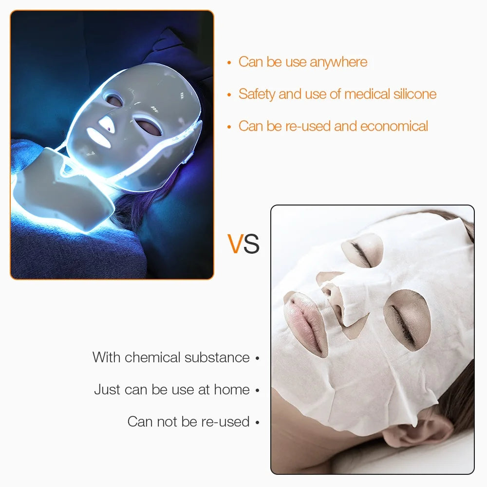 7 Colors Light LED Face Neck Beauty Mask Photon Red Light