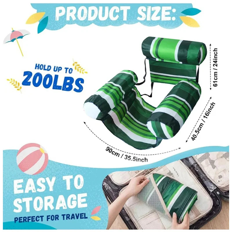 New Three Pipe Network Cloth Striped Inflatable Hammock For Summer Water Play And Entertainment, Thickened Mesh Water Float