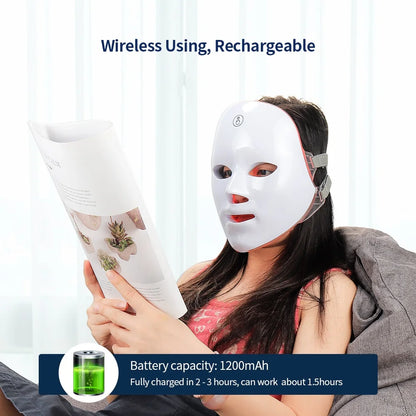 7 Colors Led Facial Mask With Neck Red Light