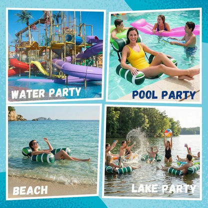 New Three Pipe Network Cloth Striped Inflatable Hammock For Summer Water Play And Entertainment, Thickened Mesh Water Float