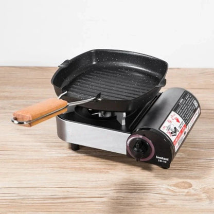 Frying Pan Picnic Grill Pan Anti-scald Wooden Handle Outdoor