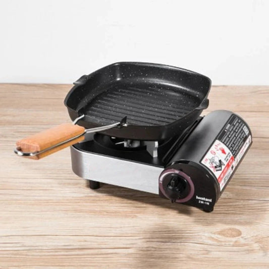 Frying Pan Picnic Grill Pan Anti-scald Wooden Handle Outdoor