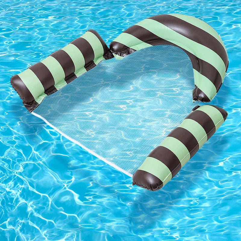 New Three Pipe Network Cloth Striped Inflatable Hammock For Summer Water Play And Entertainment, Thickened Mesh Water Float