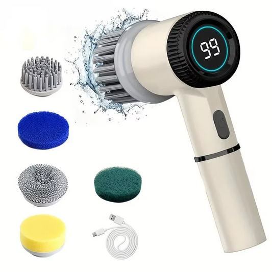 Electric Spin Scrubber With 5 Replaceable Brush Head