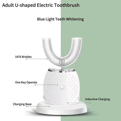 360 Degreed U Type Automatic Electric Toothbrush Rechargeable forAdults Ultrasonic Sonic Tooth Brushes Blue Light IPX7Waterproof