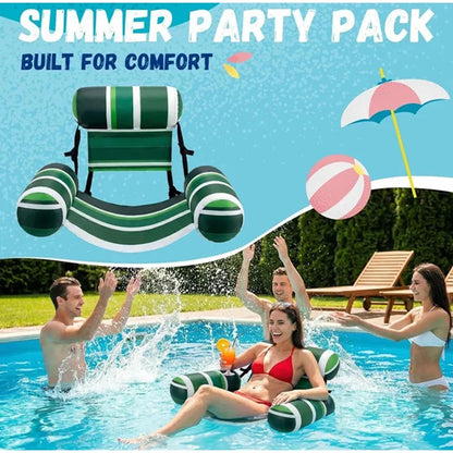 New Three Pipe Network Cloth Striped Inflatable Hammock For Summer Water Play And Entertainment, Thickened Mesh Water Float